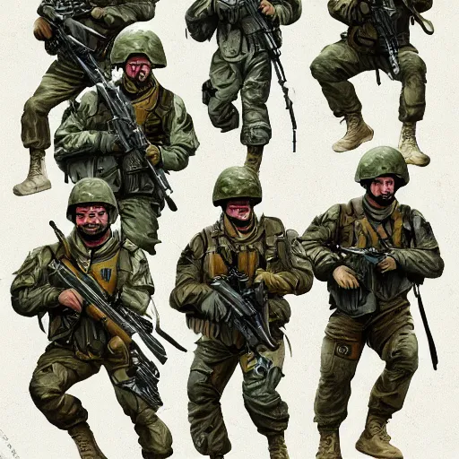 Prompt: retro, hd illustration of professional military troops, inspired by watercolor masterpieces, trending on artstation, 4 k
