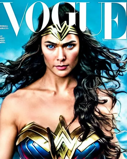 Image similar to Chris Hemsworth as Wonder Woman, Vogue cover photo, realistic face, detailed face, highly detailed, professional photo