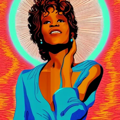 Image similar to whitney houston retro minimalist portrait! moebius starwatcher comic by jean giraud, portrait 8 k