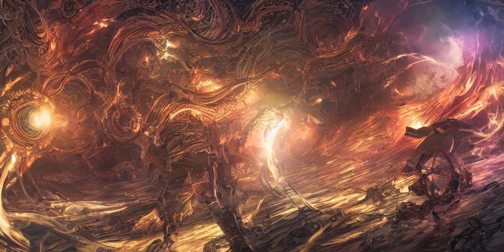 Image similar to the whirlwinds of revolt will continue to shake the foundations of our nation until the bright day of justice emerges. ultrafine highly detailed hyper colorful illustration, intricate linework, sharp focus, octopath traveler, final fantasy, unreal engine highly rendered, global illumination, radiant light, intricate environment