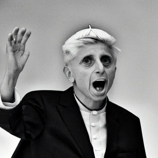 Image similar to pope ratzinger dressed as a rock singer