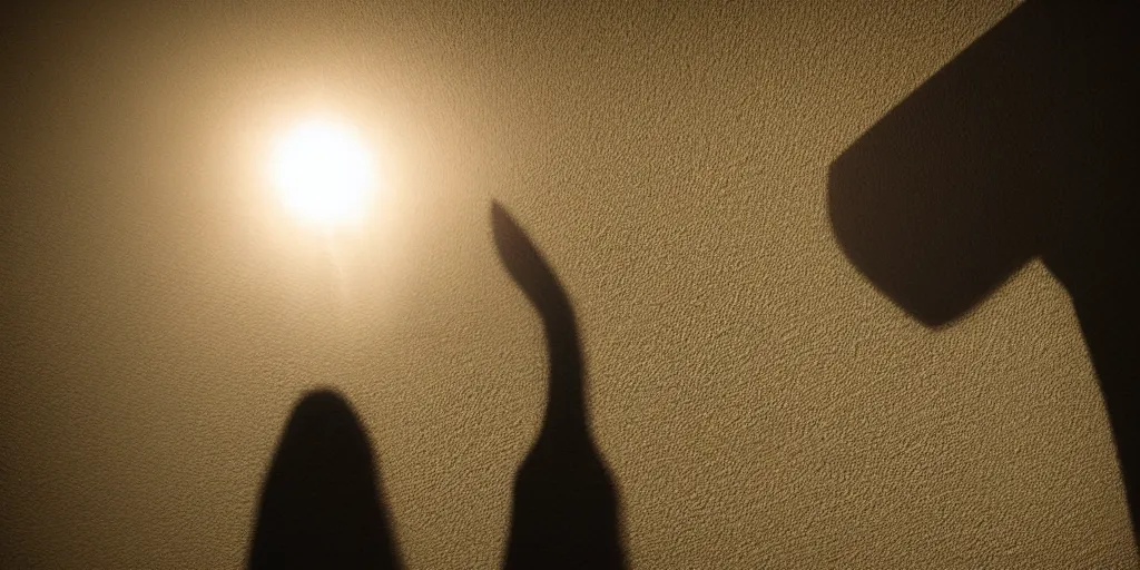 Prompt: a hand that is casting a shadow on a wall and the shadow is in a shape of an elephant