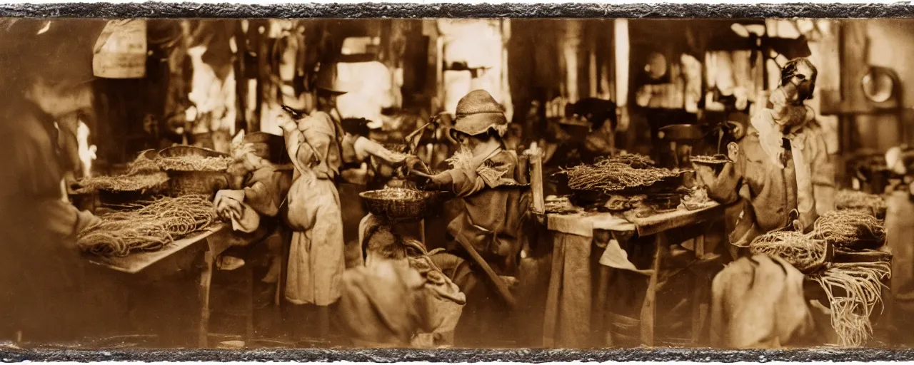 Image similar to harvesting spaghetti during the gold rush, tintype, small details, intricate, sigma 5 0 mm, cinematic lighting, photography, wes anderson, diane arbus, film, kodachrome