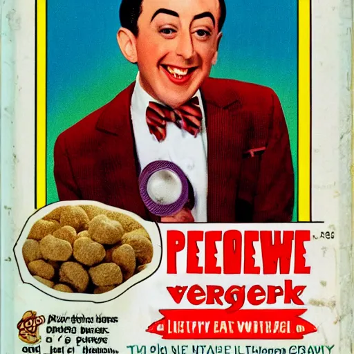 Image similar to peewee herman vintage cereal box, photo