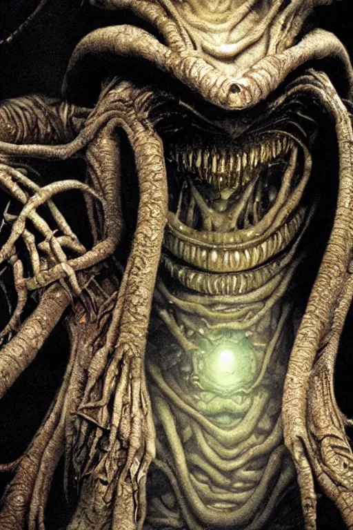 Image similar to rupert murdoch as a worm monster, photorealistic, cinematic lighting, highly detailed, very intricate, by guillermo del toro and hr giger