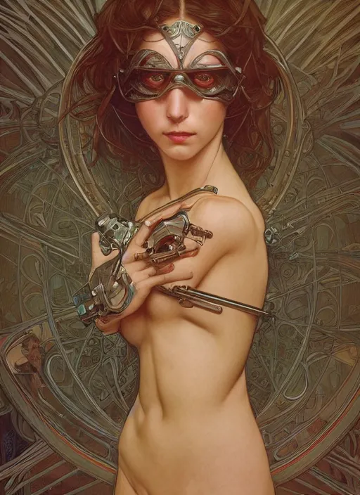 Prompt: beautiful young woman cyberpunk woman, portrait, intricate, elegant, highly detailed, centered, digital painting, artstation, concept art, smooth, sharp focus, illustration, art by artgerm and donato giancola and alphonse mucha