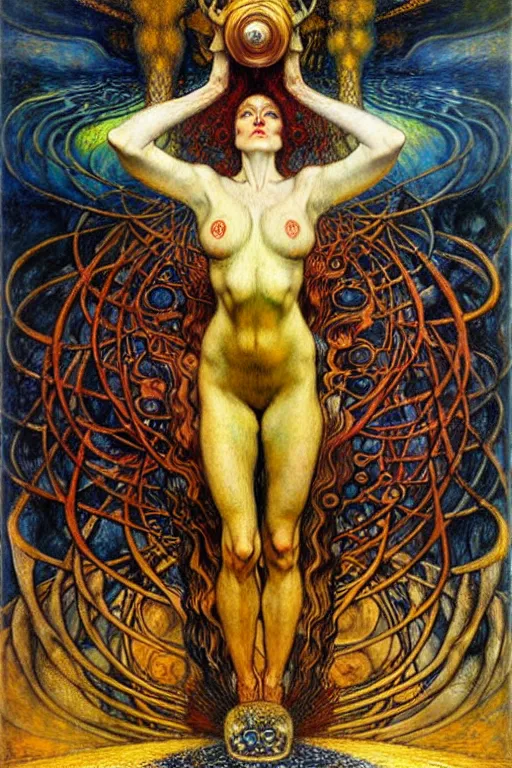 Image similar to Divine Chaos Engine by Karol Bak, Jean Delville, William Blake, Gustav Klimt, and Vincent Van Gogh, symbolist, visionary