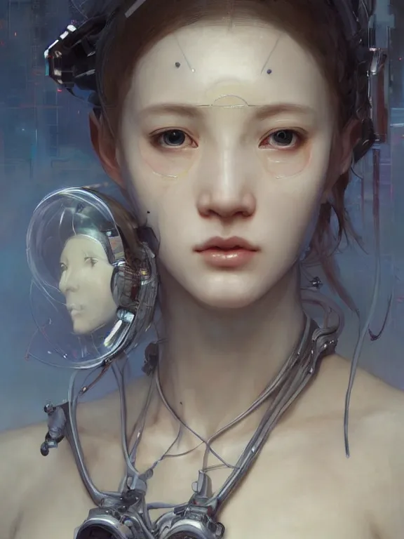 Image similar to full shot of a beautiful venus astronaut defined facial features, intricate abstract. cyberpunk, symmetrical facial features. by ruan jia and artgerm and range murata and wlop and ross tran and william - adolphe bouguereau and beeple. key art. fantasy illustration. award winning, artstation, intricate details, realistic, hyperdetailed, 8 k resolution.