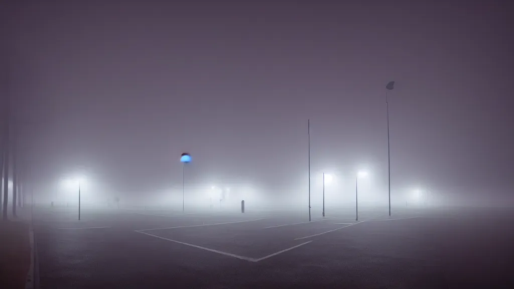 Prompt: photograph of a foggy neon park at night by henri prestes, 4 k resolution