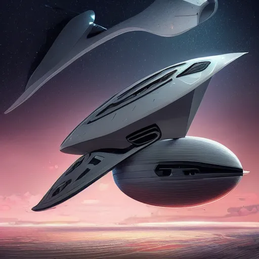 Prompt: high res futuristic starship designed by Paul Chadeisson