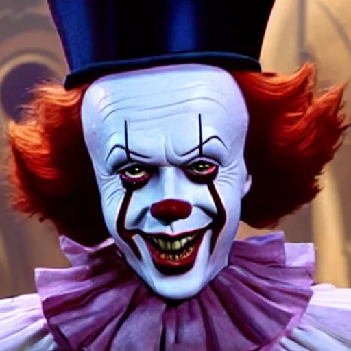 Image similar to Pennywise as Willy Wonka 4K quality super realistic