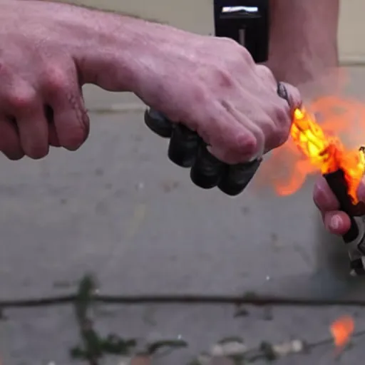 Prompt: crack addicts torching things with handheld propane torches