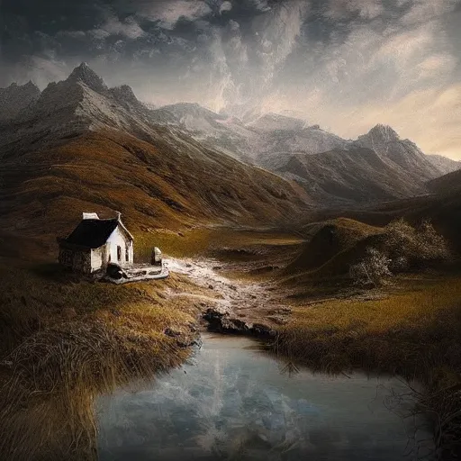 Image similar to michal karcz grunge painting of a beautiful landscape. , modern theme, detailed, elegant, intricate, 4k,