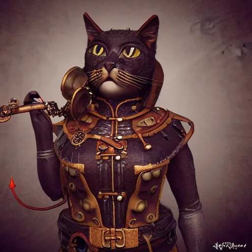 Image similar to steampunk cat shaman octane render style of arcane