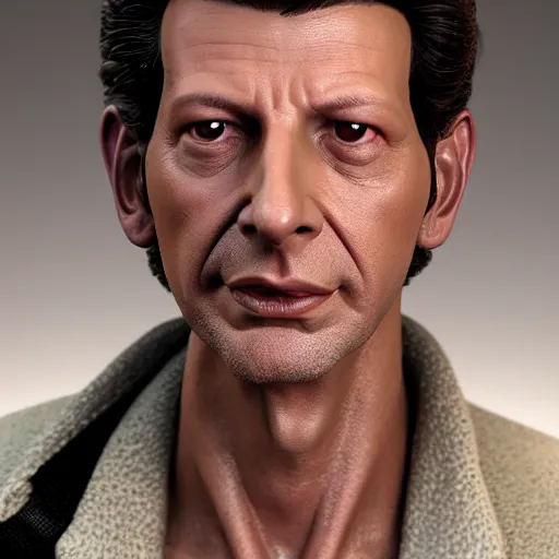 Image similar to hyperrealistic jeff goldblum as han solo, stunning 3 d render inspired by istvan sandorfi & xiang duan, perfect symmetry, dim volumetric cinematic lighting, 8 k octane comprehensive render, extremely mega hyper - detailed and lifelike attributes & atmosphere, intricate, realistic flesh texture, masterpiece, artstation, stunning,