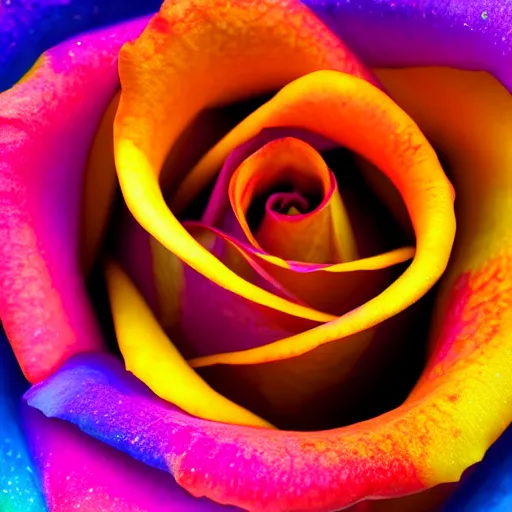 Prompt: a high quality photo of rainbow rose, 8k, photorealism, professional