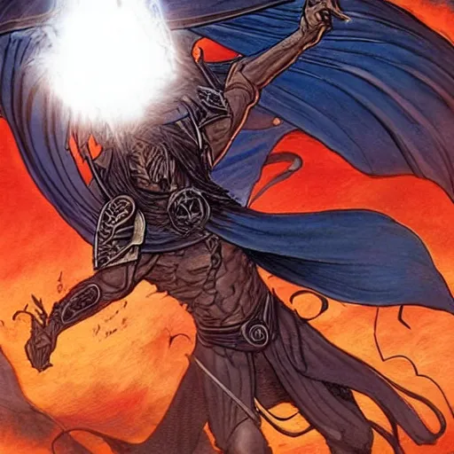 sauron battling gandalf sci fi, ink, hd, Stable Diffusion
