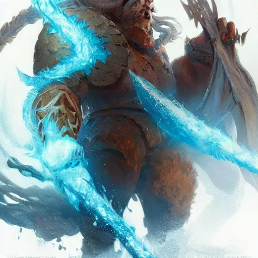 Prompt: Surtr The Giant of Flame and Ice, Fantasy Illustration by Tony Sart and Greg Rutkowski, trending on cgsociety