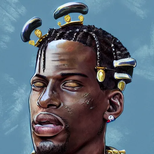 Image similar to concept art of travis scott as a king, artstation, hyperdetalied, 8 k, high quality,