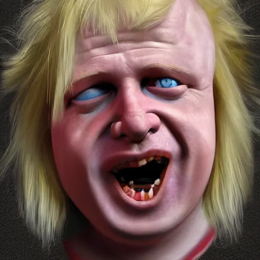 Prompt: boris johnson as chucky digital art