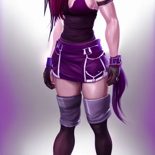 Prompt: full body shot of tifa lockhart with purple hair, concept art trending on artstation