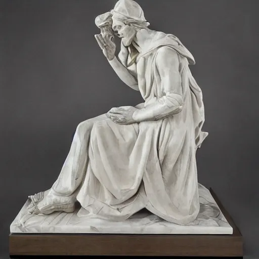 Image similar to statue Pietà of Michelangelo Buonarroti, white marble, highly detailed, sharp focus