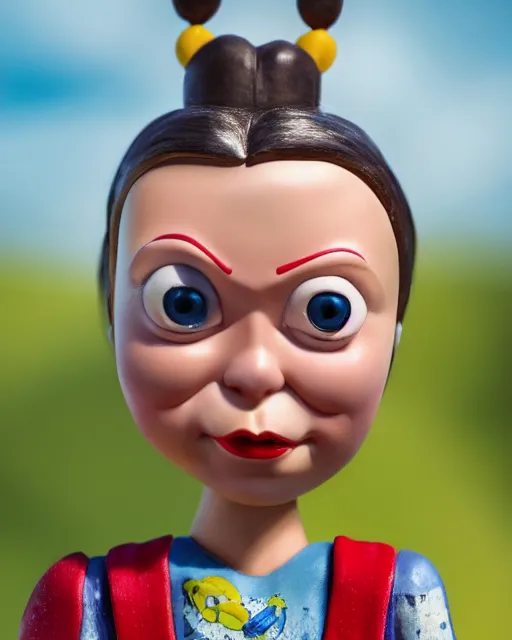 Prompt: closeup face profile portrait of a tin toy greta thunberg as max fleischer character eating cakes, bikini, depth of field, zeiss lens, fashion photoshoot by nicoletta ceccoli, mark ryden, lostfish, breathtaking, detailed and intricate environment, 8 k resolution, extremely detailed, beautiful, establishing shot, artistic, hyperrealistic, octane render