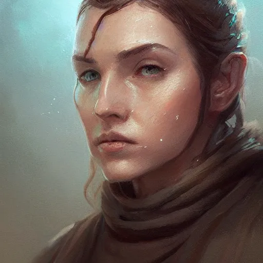 Image similar to portrait of a woman by greg rutkowski, jedi knight allana solo, straight brown hair, jedi robes, star wars expanded universe, she is about 2 0 years old, wearing jedi robes, highly detailed portrait, digital painting, artstation, concept art, smooth, sharp foccus ilustration, artstation hq