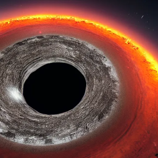 Prompt: artist's rendition of a black hole, 8 k, unreal engine render, highly detailed