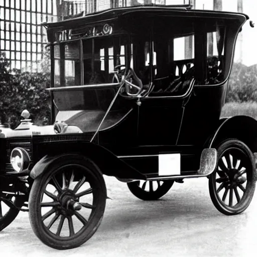 Prompt: a Tesla car in 1920