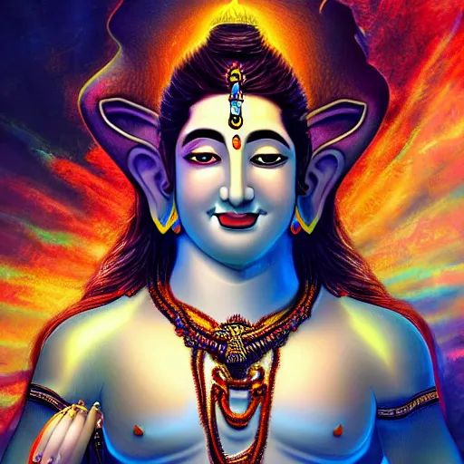 Image similar to lord shiva as dr. waldman, attaching an elephant head on a human body, vivid and colorful, cinematic, highly detailed, artstation