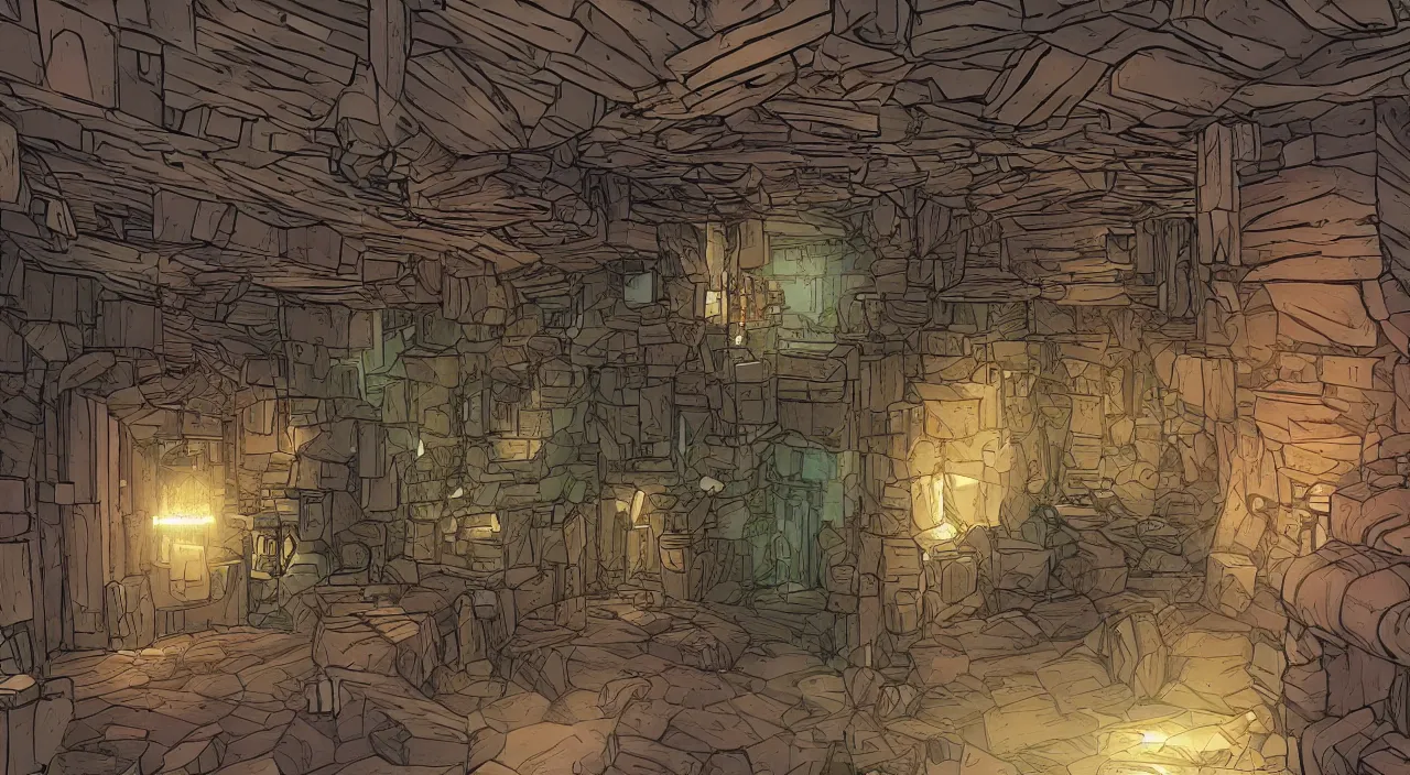 Image similar to wood wall fortress greeble block amazon jungle portal door unknow world global illumination ray tracing ambiant torch fornite that looks like it is from borderlands and by feng zhu and loish and laurie greasley, victo ngai, andreas rocha, john harris