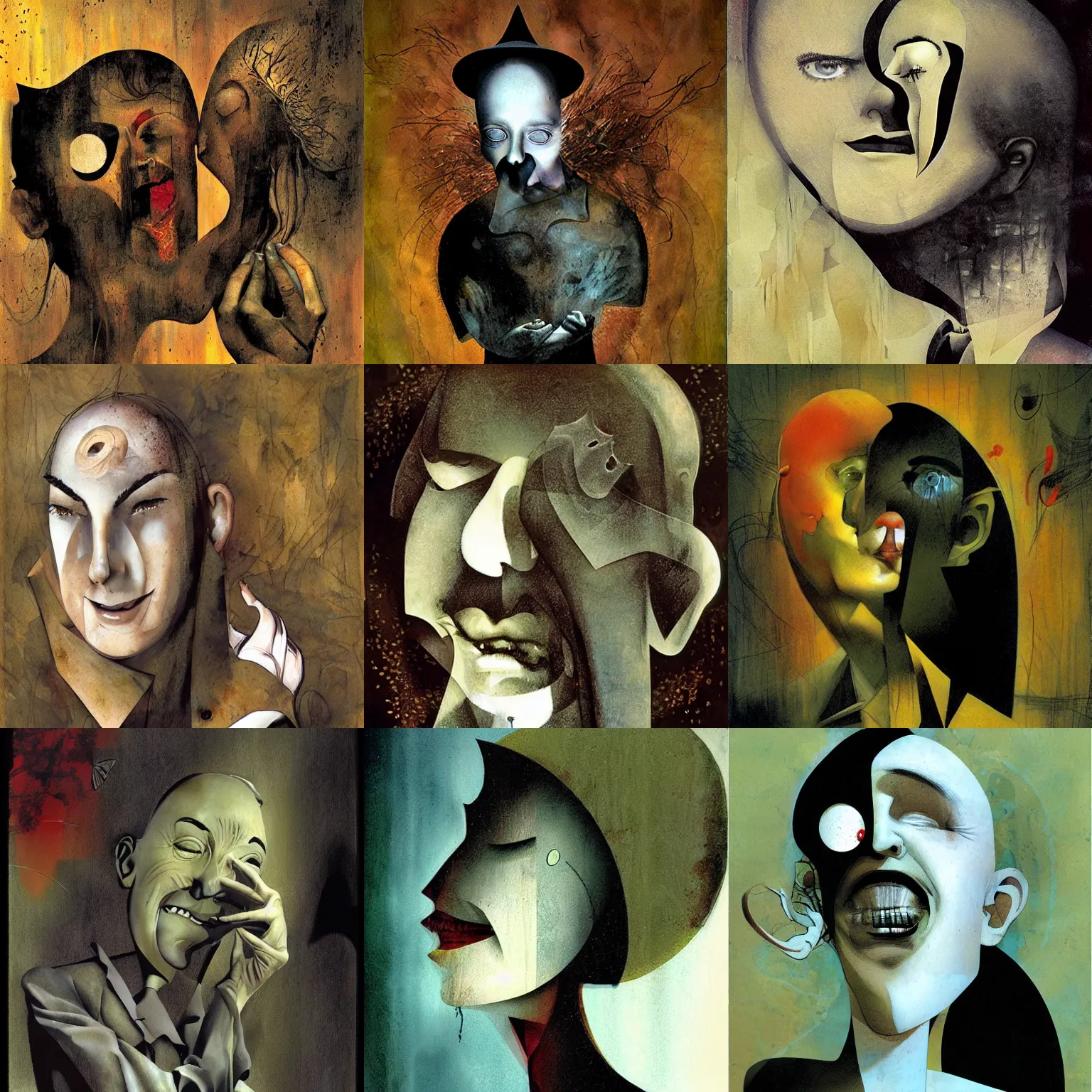 Prompt: deep sadness, maybe happy, by dave mckean