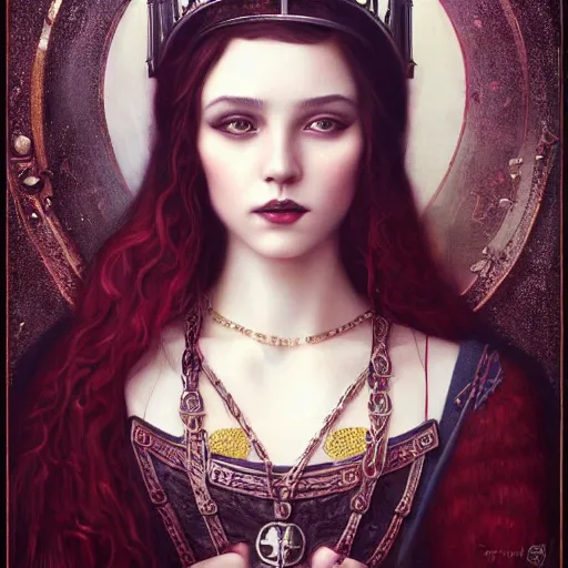 Image similar to beautiful young medieval queen by tom bagshaw
