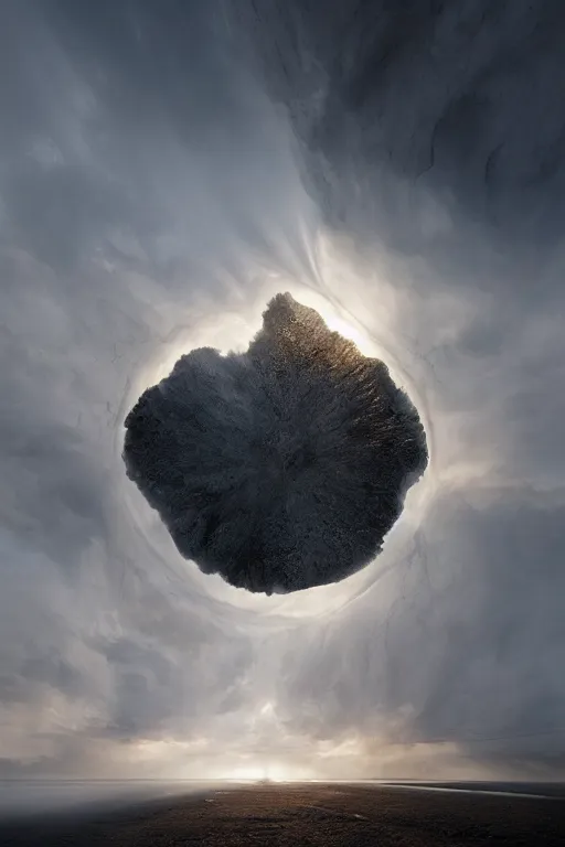 Image similar to a portal to another dimension made of white smoke in the middle of a design lounge crossed by the rays of the setting sun, michal karcz