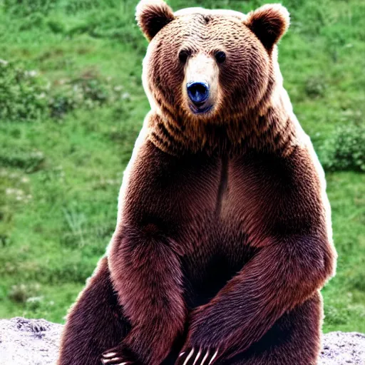 Prompt: a communist brown bear
