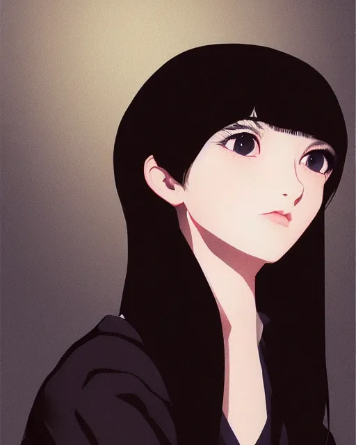 Image similar to a centered portrait of a beautiful nervous girl, by ilya kuvshinov. 7 0 mm