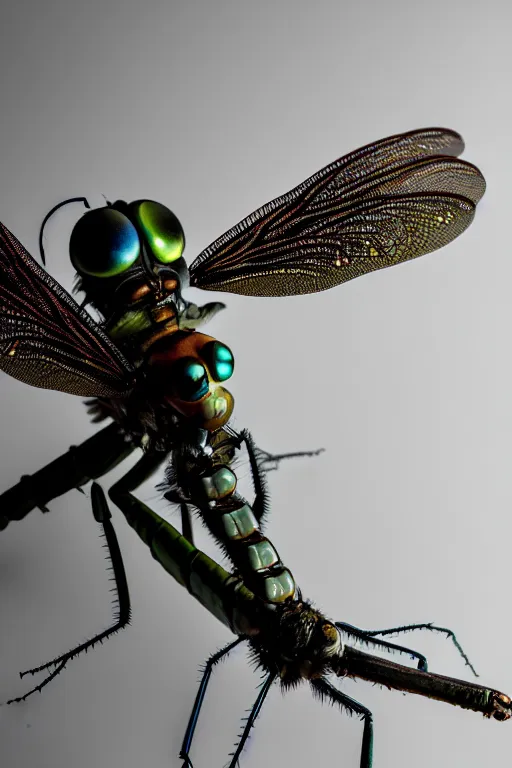 Image similar to a macro photograph of a bio - mech cyborg dragonfly by adam gor, by javier ruperez, by ellen jewett, 8 k