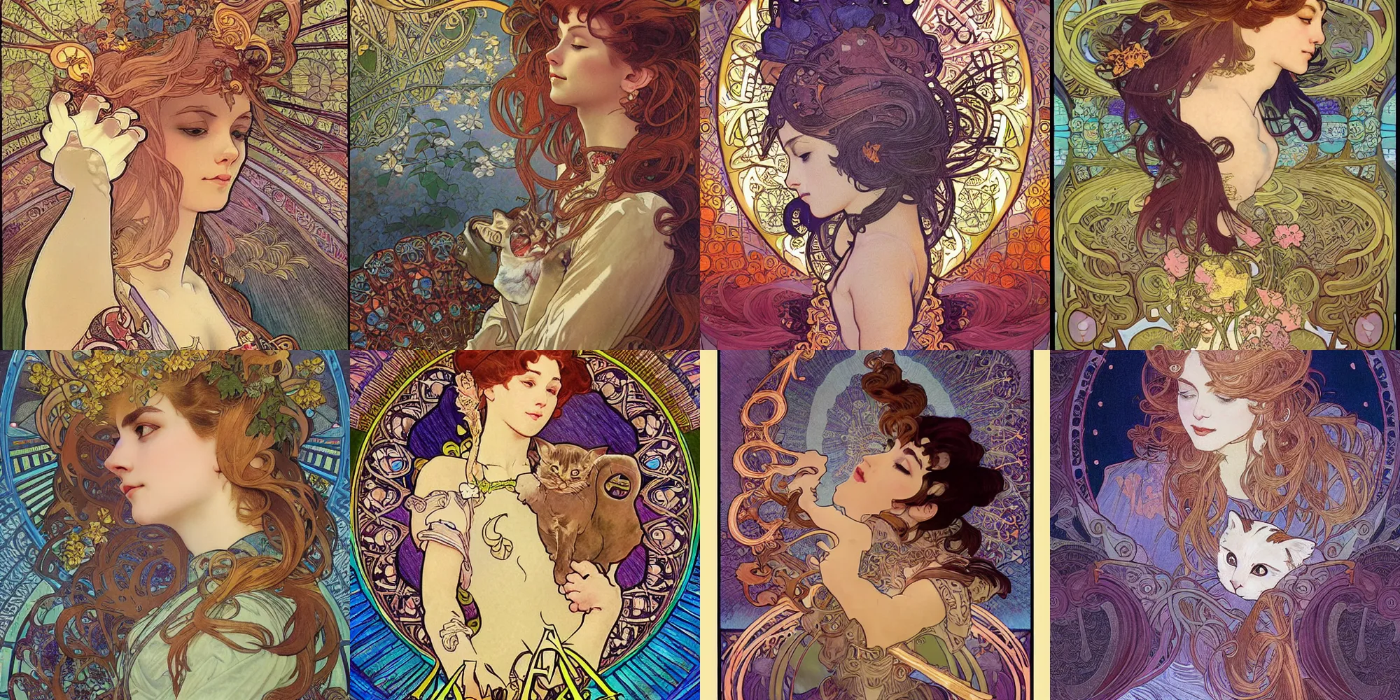 Prompt: Cats, detailed intricate ink illustration, heavenly atmosphere, detailed illustration, hd, 4k, digital art, overdetailed art, concept art, complementing colors, trending on artstation, Cgstudio, the most beautiful image ever created, dramatic, subtle details, illustration painting by alphonse mucha and frank frazetta daarken, vibrant colors, 8K, style by Wes Anderson, award winning artwork, high quality printing, fine art, gold elements, intricate, epic lighting, very very very very beautiful scenery, 8k resolution, digital painting, sharp focus, professional art, atmospheric environment, art by artgerm and greg rutkowski, by simon stålenhag, rendered by Beeple, by Makoto Shinkai, syd meade, 8k ultra hd, artstationHD, 3d render, hyper detailed