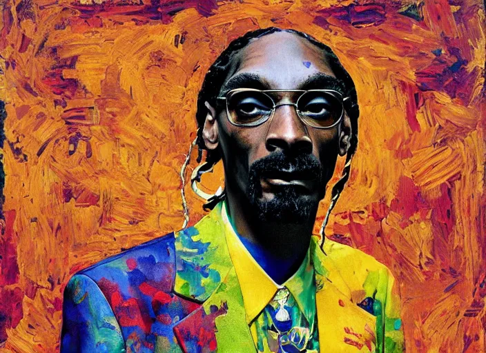 Prompt: a full impasto portrait of snoop dogg in the aesthetic of max ernst