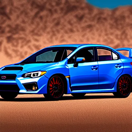 Prompt: a 2 0 1 9 wrx in the style of borderlands