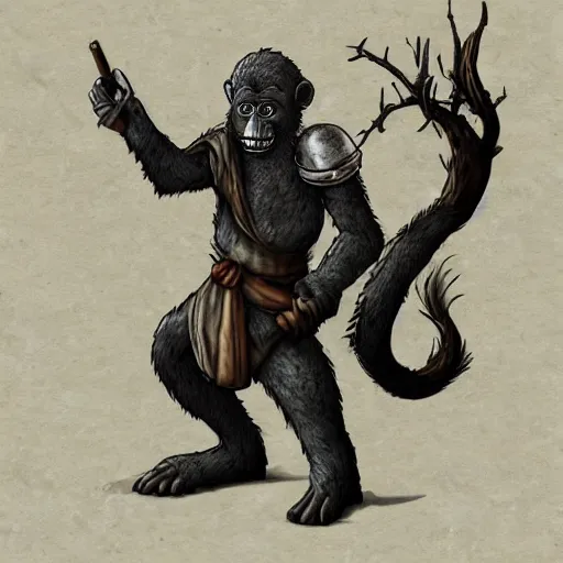 Image similar to monkey in the style of dark souls