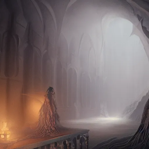 Image similar to Crafting A Nightmare, intricate, elegant, fantasy, highly detailed, digital painting, sharp focus, illustration, beautiful volumetric lighting, epic light, artstation, colorful, art by Carl Gustav Carus