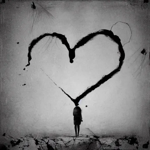 Image similar to exploding heart, sadness, dark ambiance