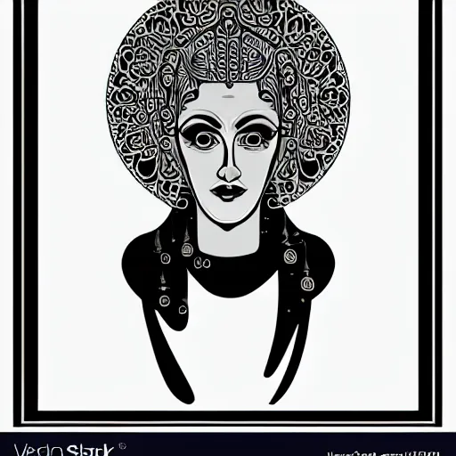 Prompt: a vector image of a greek woman oracle, high contrast, 8 k, beautiful, award winning, extremely detailed, clean lines, in the style of marco mazzoni