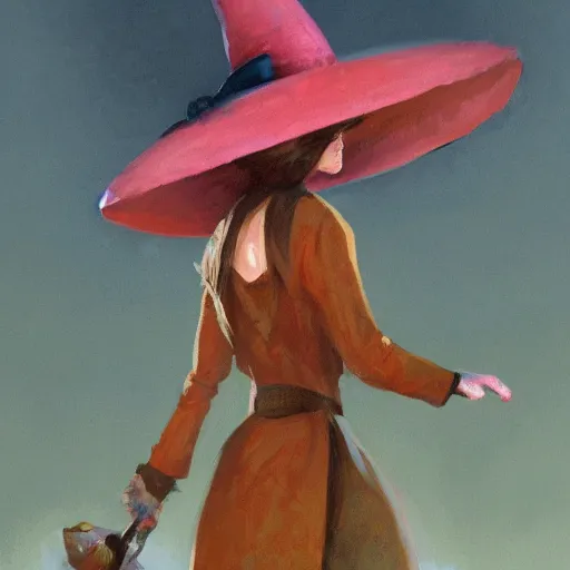 Image similar to woman with a giant, ridiculous hat, by jon foster