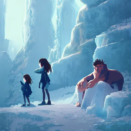 Image similar to digital illustration of the ice age, by makoto shinkai, ilya kuvshinov, lois van baarle, rossdraws, basquiat