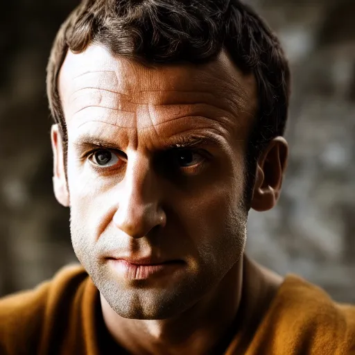 Prompt: closeup portrait of emmanuel macron in game of thrones, photography, cinematic light, sharp, detailed face, magazine, press, television, steve mccurry, david lazar, canon, nikon, focus