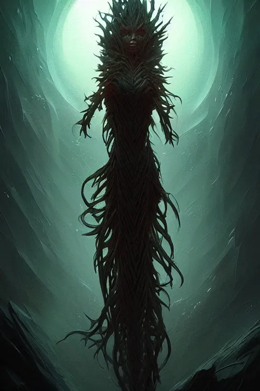 Image similar to professional concept art portrait of a ominous floating!! organic terrifying!! species thing in a dark room by artgerm and greg rutkowski. an intricate, elegant, highly detailed digital painting, concept art, smooth, sharp focus, illustration, in the style of cam sykes.