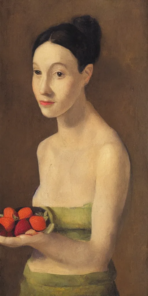 Prompt: A portrait of a woman made of fruit